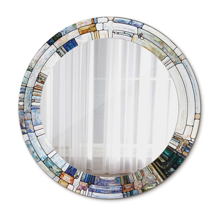 Fali tükör, Wallfluent, Ólomüveg, Kerek, Krém, Ø60 cm, 010090550090300072641