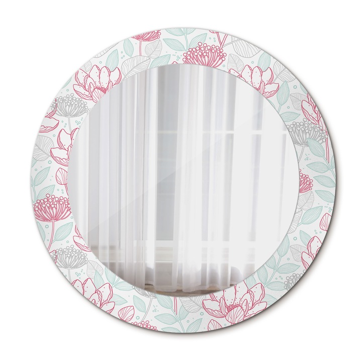 Fali tükör, Coloray, kerek, Virágok, kerettel, Zöld, Ø60 cm, 010090550090300010831