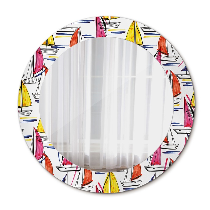Fali tükör, Wallfluent, Csónakok, Kerek, Többszínű, Ø60 cm, 010090550090300072612