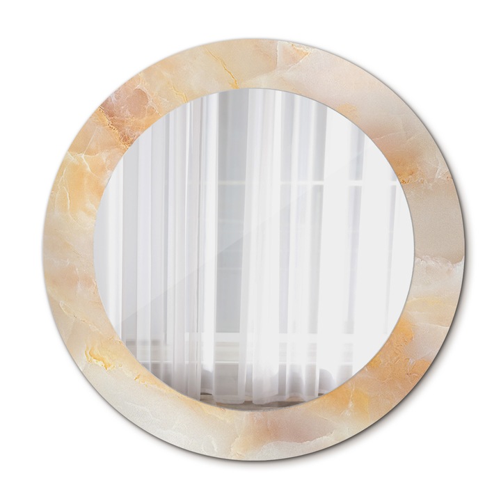 Oglinda de perete, Wallfluent, Marmura, Rotunda, Beige, Ø60 cm, 010090550090300053864