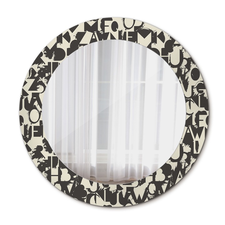 Fali tükör, Wallfluent, Betűk, Kerek, Bézs, Ø60 cm, 010090550090300072574