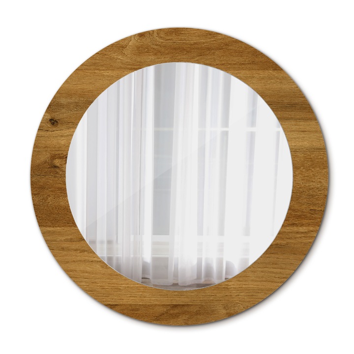 Fali tükör, Wallfluent, Rusztikus tölgy, Kerek, Barna, Ø60 cm, 010090550090300053726