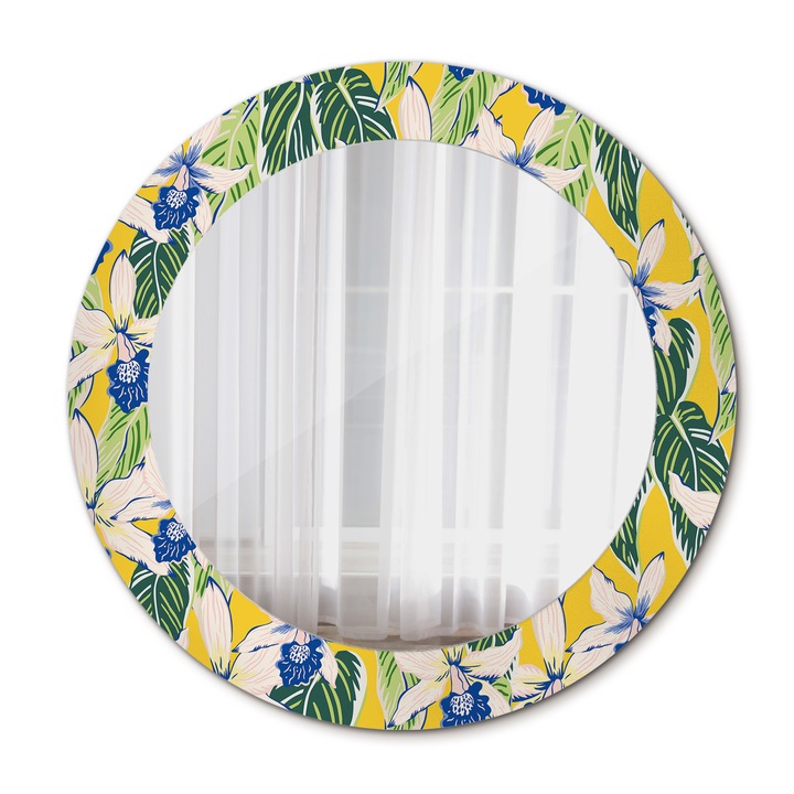 Fali tükör, Wallfluent, Orchidea, Kerek, Sárga, Ø60 cm, 010090550090300072646
