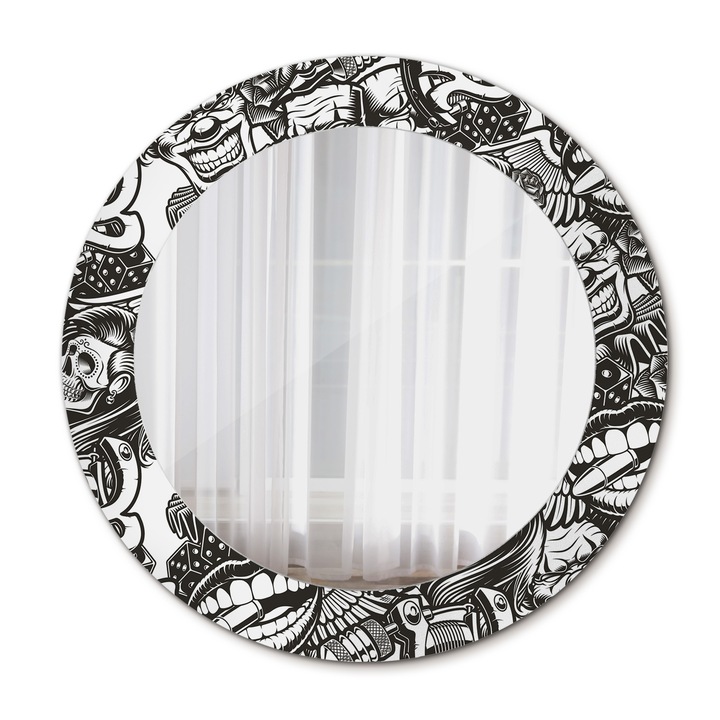 Fali tükör, Coloray, kerek, Absztrakt Folyadék, kerettel, Piros, Ø60 cm, 010090550090300054118