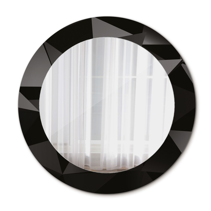 Oglinda de perete, Wallfluent, Negru abstract, Rotunda, Negru, Ø60 cm, 010090550090300054013