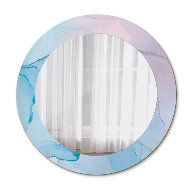 Fali tükör, Coloray, kerek, Modern Márvány Textúra, kerettel, Rózsaszín, Ø60 cm, 010090550090300072600