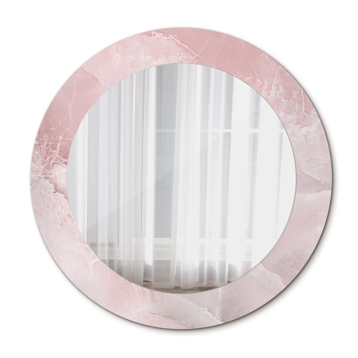 Fali tükör, Wallfluent, Kő, Kerek, Rózsaszín, Ø60 cm, 010090550090300053839
