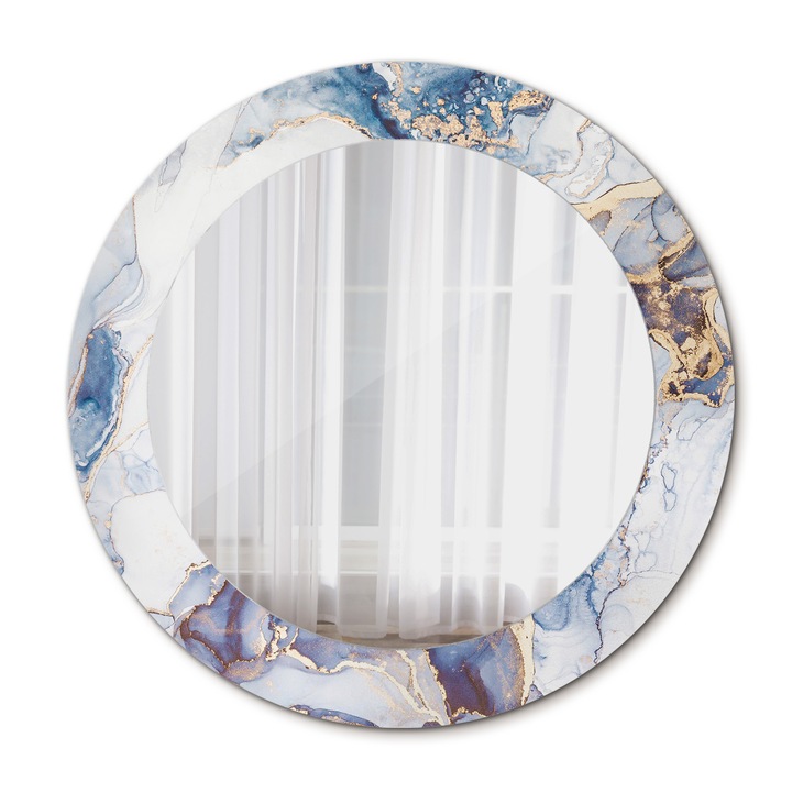 Fali tükör, Wallfluent, Absztrakt művészet, Kerek, Kék, Ø60 cm, 010090550090300053838