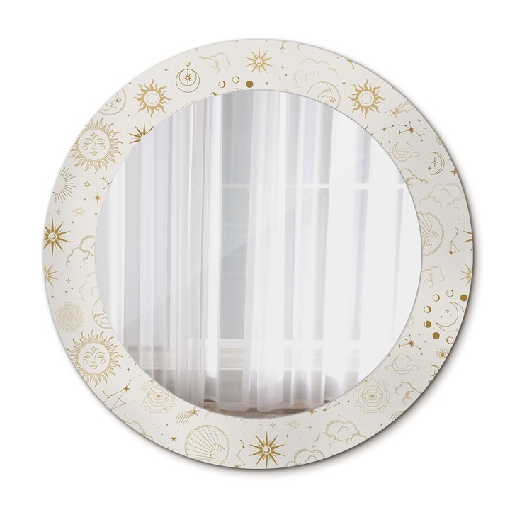 Fali tükör, Wallfluent, Mystic modell, Kerek, Bézs, Ø60 cm, 010090550090300072637