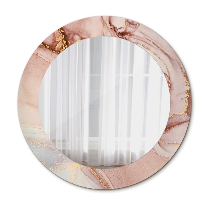 Fali tükör, Wallfluent, Fluid absztrakt, Kerek, Rózsaszín, Ø60 cm, 010090550090300072550