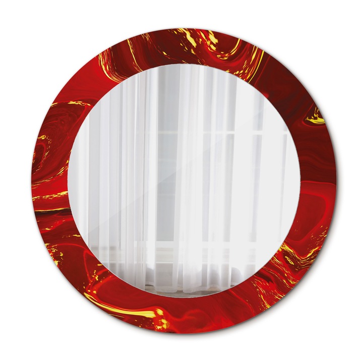 Fali tükör, Wallfluent, Vörös márvány, Kerek, Piros, Ø60 cm, 010090550090300053860