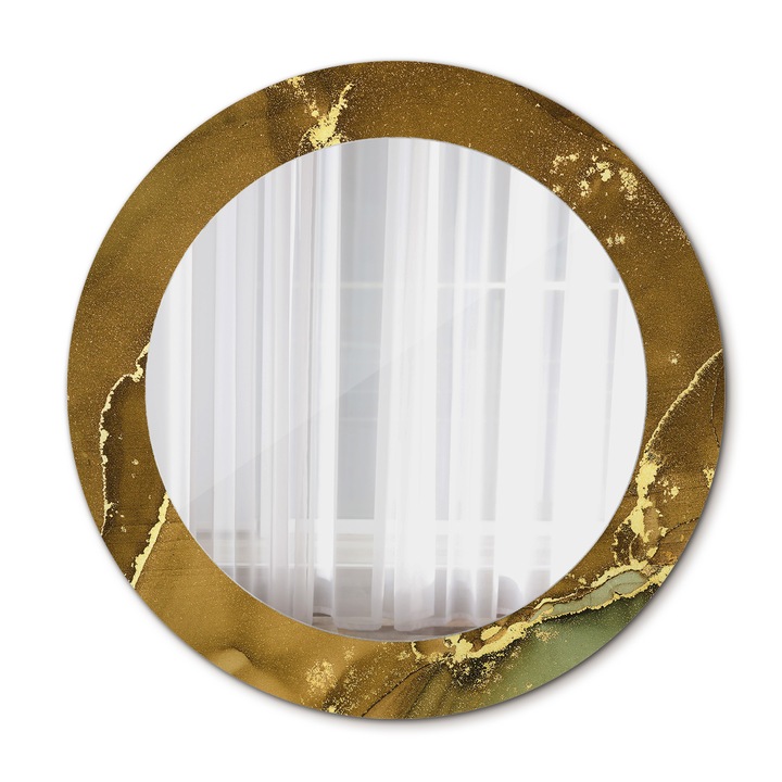 Fali tükör, Wallfluent, VORTICE METALLIC, Kerek, Arany, Ø60 cm, 010090550090300053828