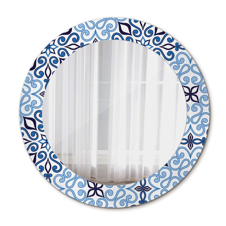 Fali tükör, Wallfluent, Arab mintás, Kerek, Kék, Ø60 cm, 010090550090300020935
