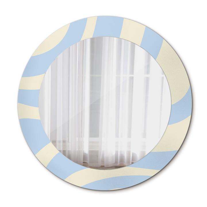 Fali tükör, Wallfluent, Absztrakt forma, Kerek, Bézs, Ø60 cm, 010090550090300072650