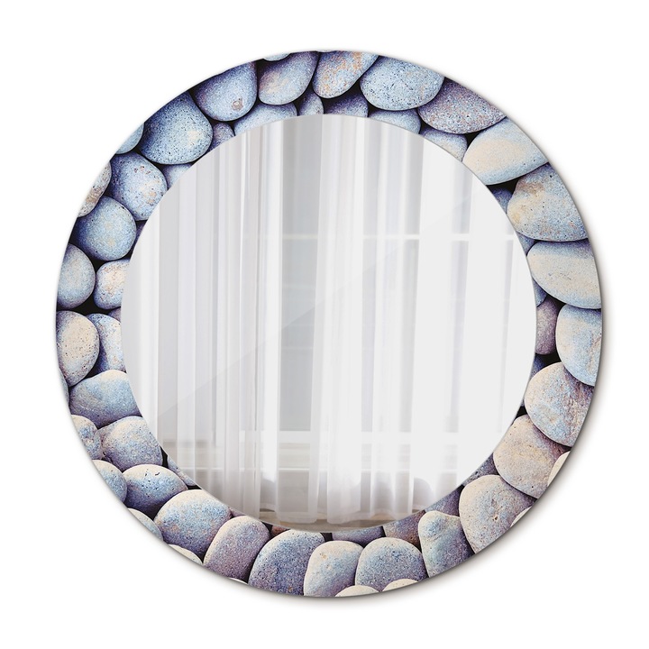 Fali tükör, Wallfluent, Tengeri kövek kerék, Kerek, Kék, Ø60 cm, 010090550090300000283