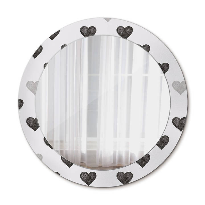 Fali tükör, Wallfluent, Absztrakt szívek, Kerek, Többszínű, Ø70 cm, 010090550100300072553