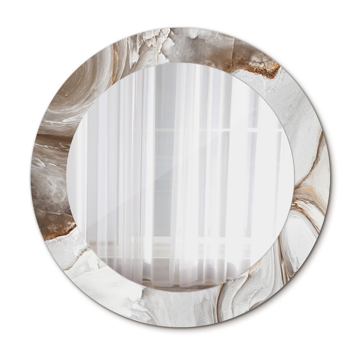 Fali tükör, Wallfluent, Fényes márvány, Kerek, Arany, Ø60 cm, 010090550090300053856