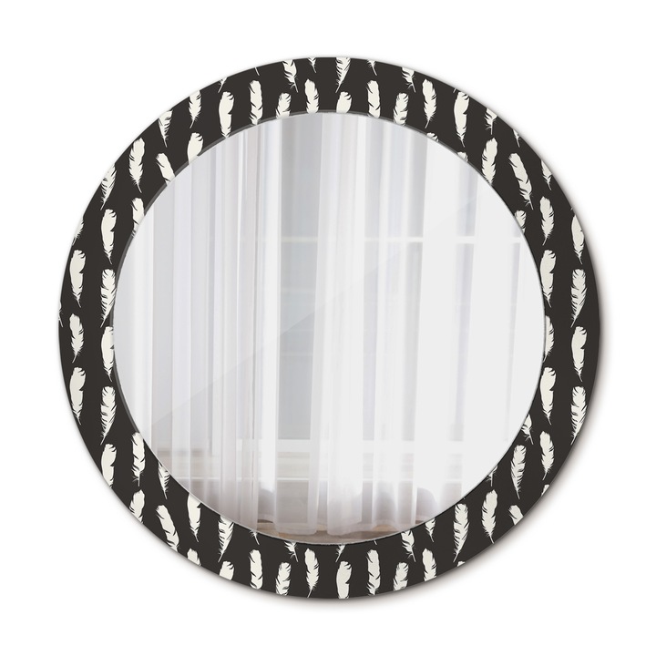 Fali tükör, Wallfluent, Toll, Kerek, Fekete, Ø70 cm, 010090550100300011636