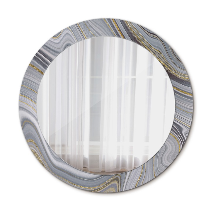Fali tükör, Wallfluent, Márvány, Kerek, Szürke, Ø70 cm, 010090550100300020888