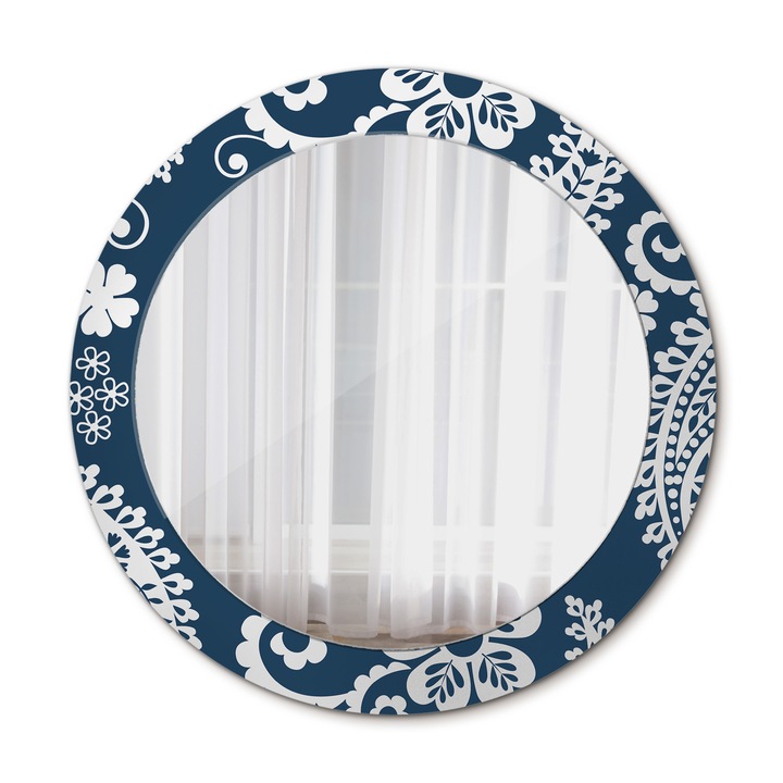 Fali tükör, Wallfluent, Paisley kompozíció, kerek, kék, Ø70 cm, 010090550100300072635