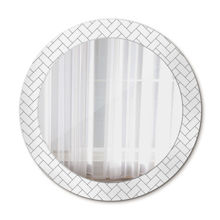 Fali tükör, Wallfluent, halszálkás, kerek, fehér, Ø70 cm, 010090550100300020984