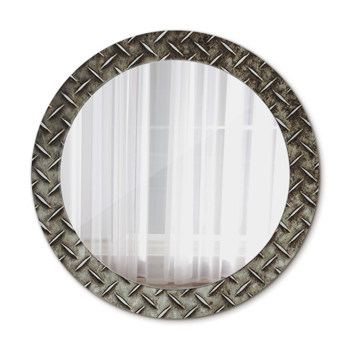 Fali tükör, Wallfluent, Acél textúra, Kerek, Ezüst, Ø70 cm, 010090550100300072569