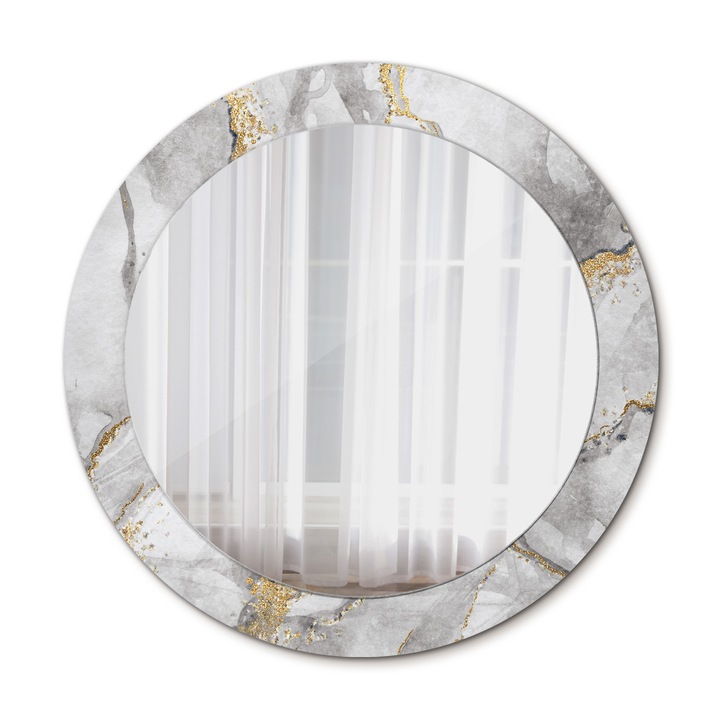 Fali tükör, Wallfluent, Márvány mintás, Kerek, Arany, Ø70 cm, 010090550100300020882