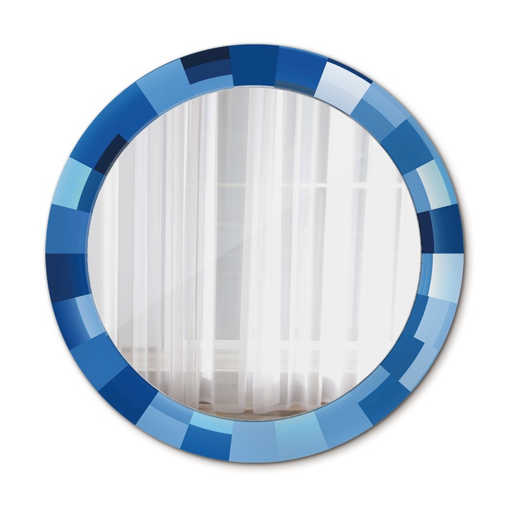 Fali tükör, Wallfluent, Absztrakt, Kerek, Kék, Ø70 cm, 010090550100300072622