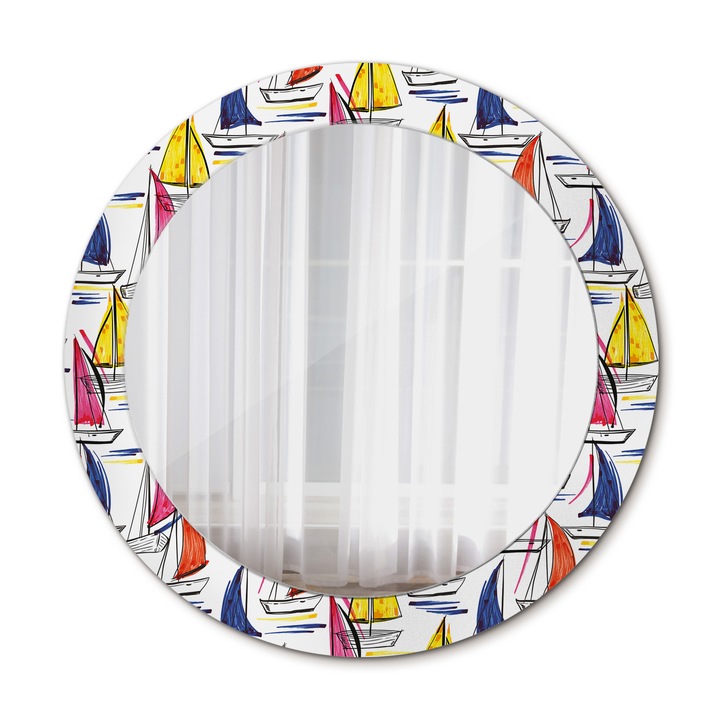 Fali tükör, Wallfluent, Csónakok, Kerek, Többszínű, Ø70 cm, 010090550100300072612