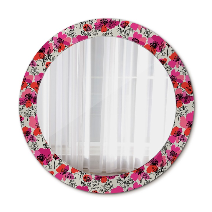 Fali tükör, Wallfluent, Maci, Kerek, Piros, Ø70 cm, 010090550100300072620