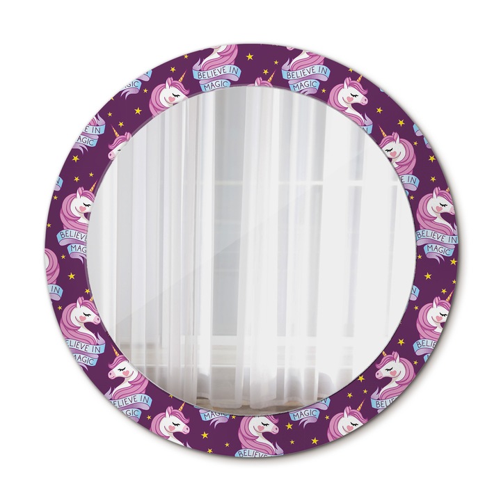 Fali tükör, Wallfluent, Star Unicorn, Kerek, Lila Kiss, Ø70 cm, 010090550100300054069