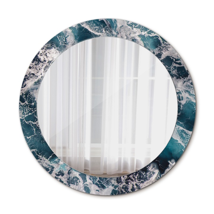 Fali tükör, Wallfluent, Viharos tenger, Kerek, Kék, Ø70 cm, 010090550100300072564