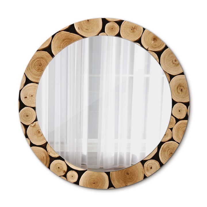 Fali tükör, Coloray, kerek, Fa Rönkök, kerettel, Barna, Ø70 cm, 010090550100300053736