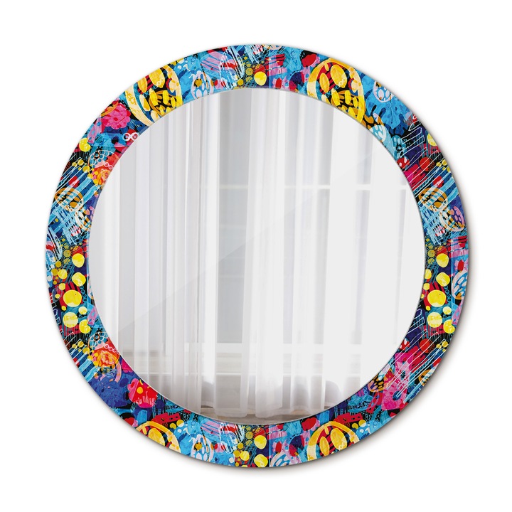 Fali tükör, Wallfluent, Scriburi, Kerek, Rózsaszín, Ø70 cm, 010090550100300072621