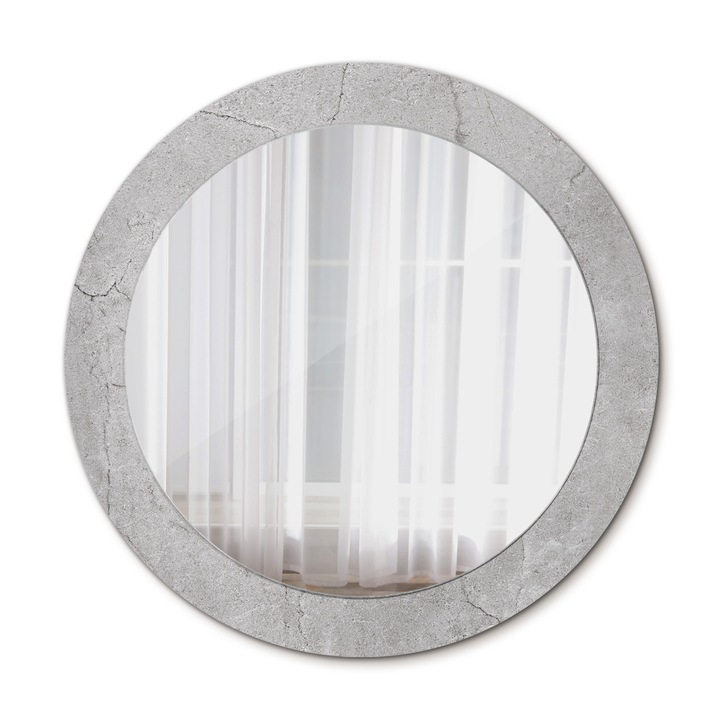Fali tükör, Wallfluent, Cement, Kerek, Szürke, Ø70 cm, 010090550100300020886
