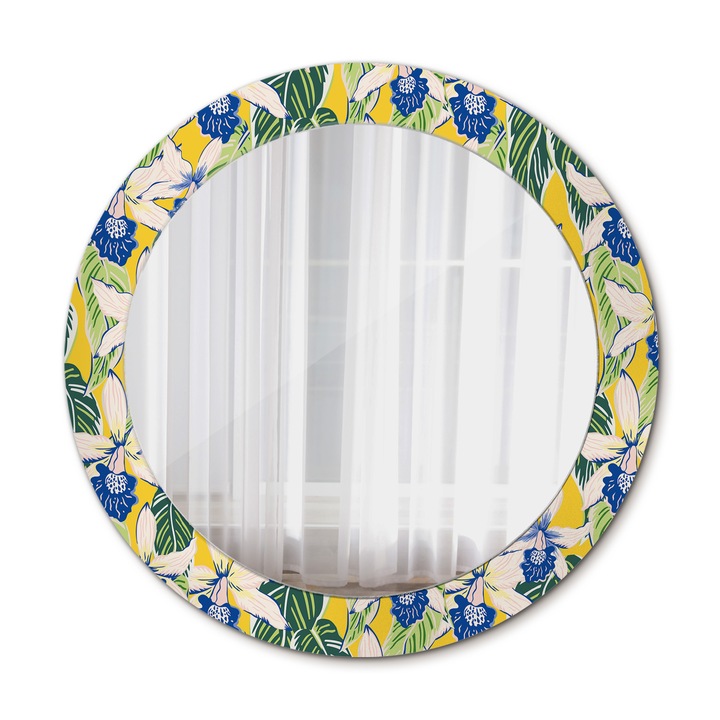 Fali tükör, Wallfluent, Orchidea, Kerek, Sárga, Ø70 cm, 010090550100300072646