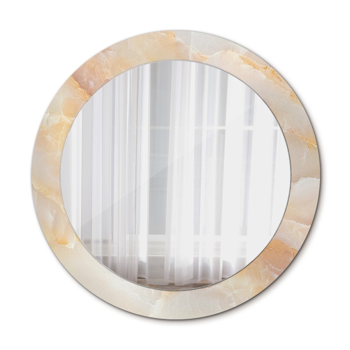 Oglinda de perete, Wallfluent, Marmura, Rotunda, Beige, Ø70 cm, 010090550100300053864