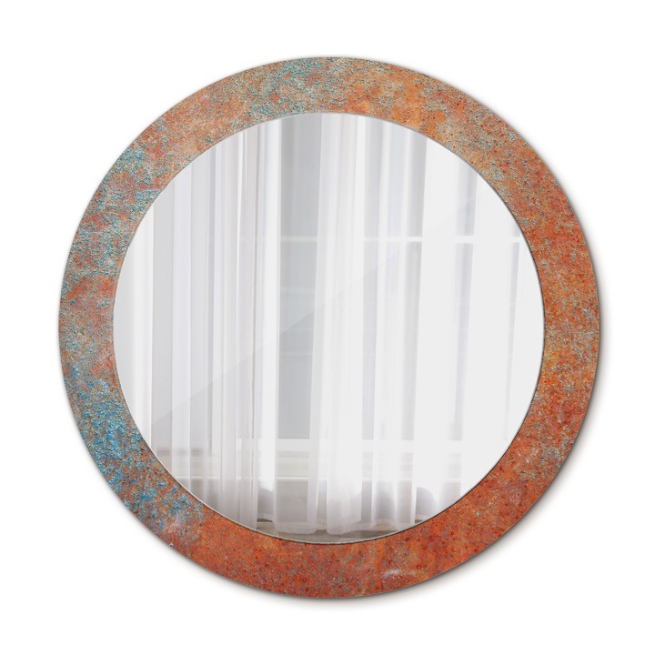 Fali tükör, Wallfluent, Rozsdás fém, Kerek, Narancs, Ø70 cm, 010090550100300053925