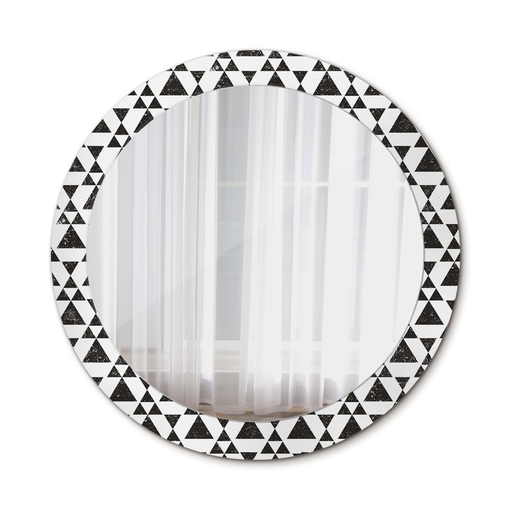 Oglinda de perete, Wallfluent, Triunghiuri de geometrie, Rotunda, Multicolor, Ø80 cm, 010090550110300011799