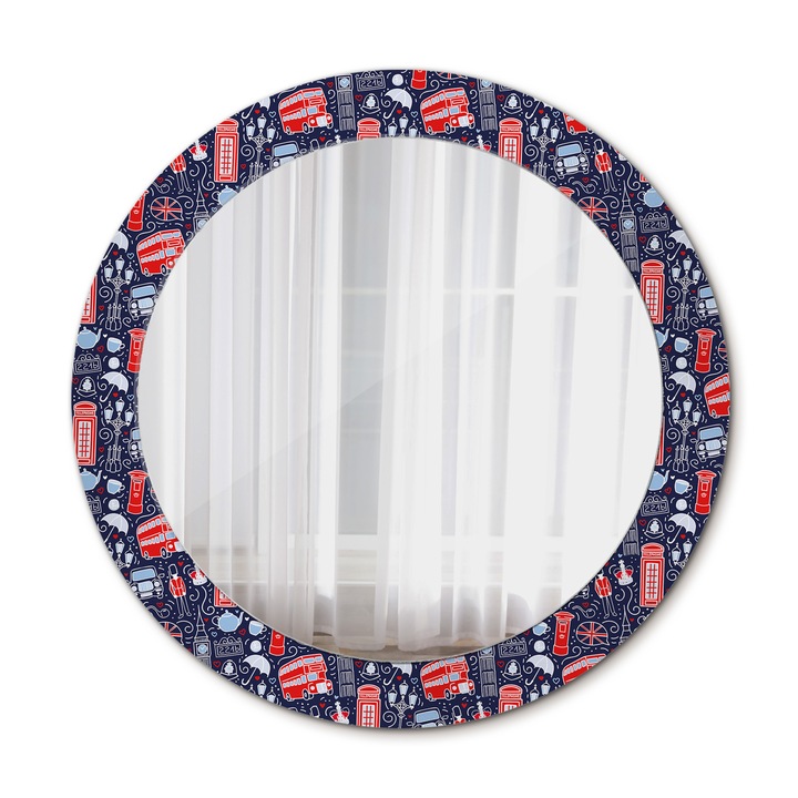 Fali tükör, Wallfluent, London, Kerek, Többszínű, Ø70 cm, 010090550100300072603