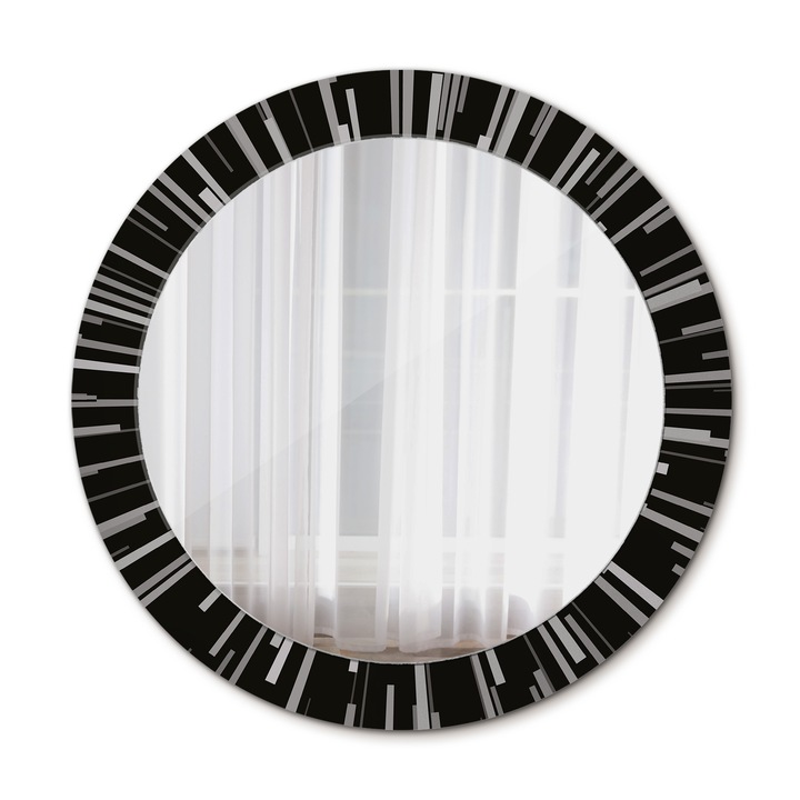 Oglinda de perete, Coloray, Compozitia Radiala, Rotunda, Negru, rama, Ø70 cm, 010090550100300072571
