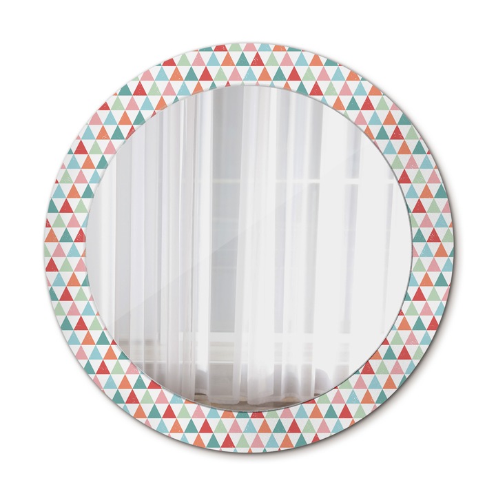 Fali tükör, Wallfluent, Geometrikus minta, Kerek, Többszínű, Ø70 cm, 010090550100300029324