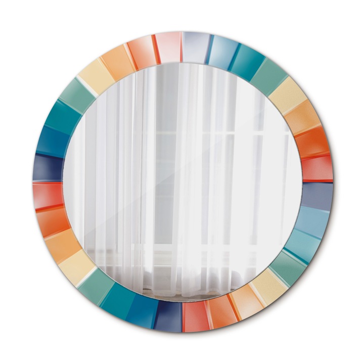 Fali tükör, Wallfluent, Tányérsugarak, Kerek, Többszínű, Ø70 cm, 010090550100300072658