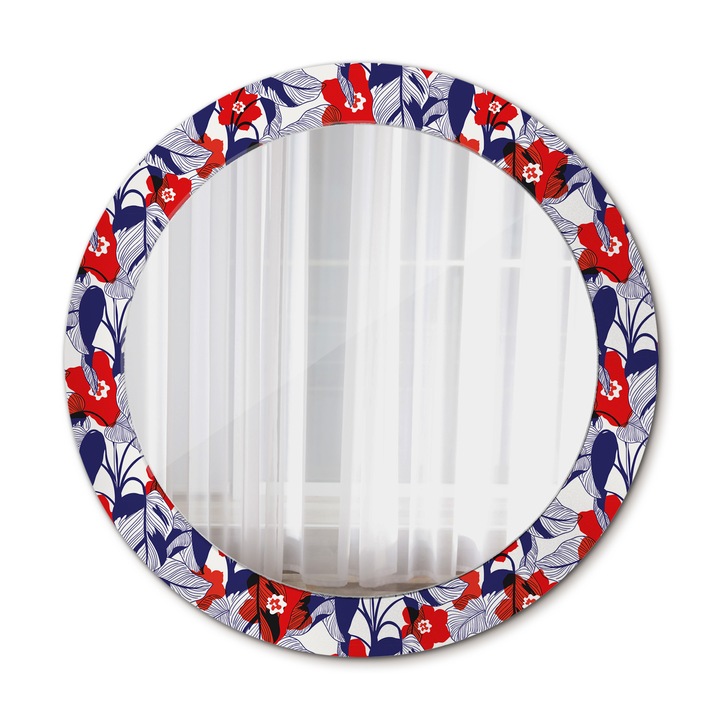 Fali tükör, Wallfluent, Philodendrons, Rotunda, Tengeri kék, Ø70 cm, 010090550100300072589