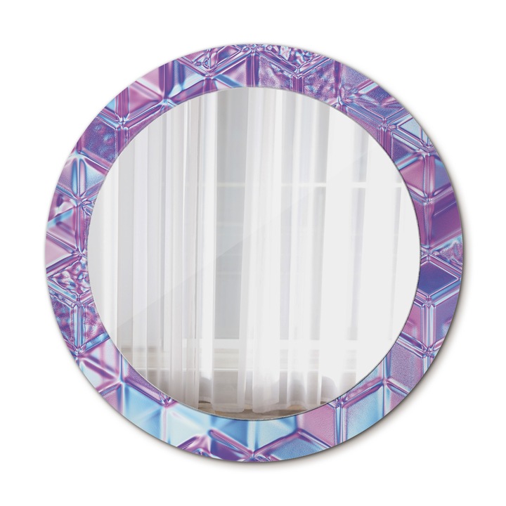 Fali tükör, Wallfluent, Kristály modell, Kerek, Lila Kiss, Ø70 cm, 010090550100300072657