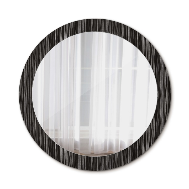 Fali tükör, Wallfluent, Absztrakció, Kerek, Fekete, Ø80 cm, 010090550110300013054