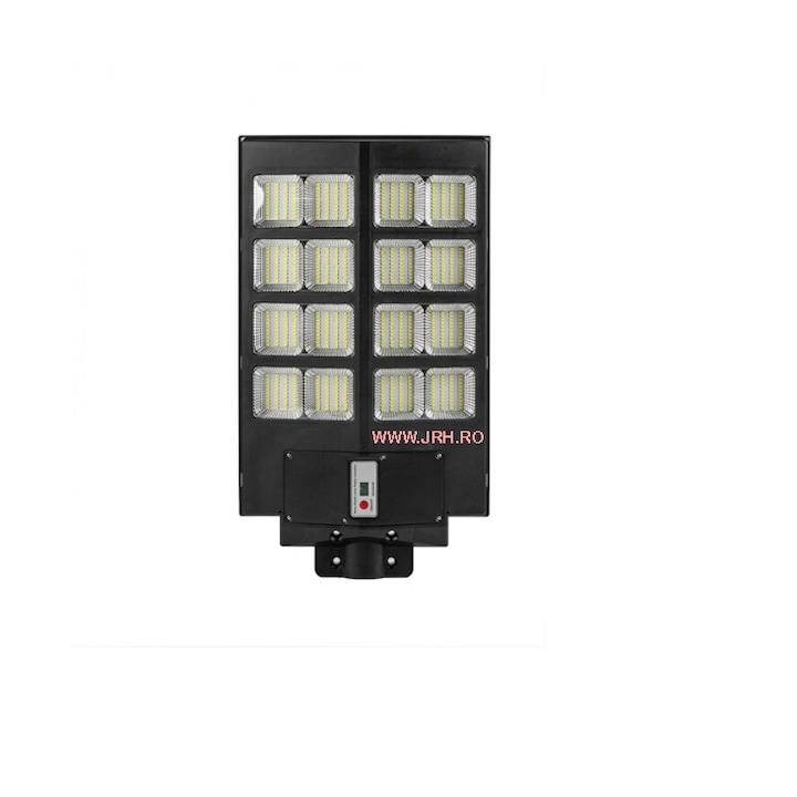 Lampa Stradala cu Incarcare Solara, IP67, 800 Led 1000W, Material ABS, 3 Moduri de iluminare, Senzor de Lumina si Senzor de Miscare, Telecomanda, Negru, JRH