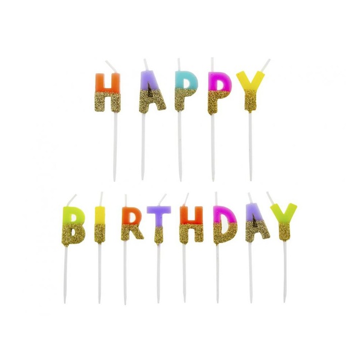 Свещи за торта честит рожден ден букви с блясък