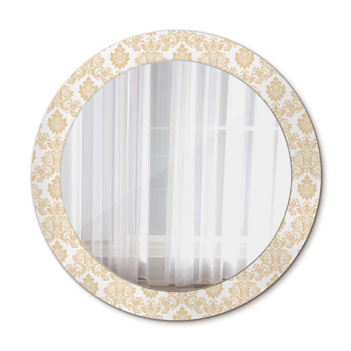 Oglinda de perete, Wallfluent, Model baroc, Rotunda, Beige, Ø70 cm, 010090550100300053978