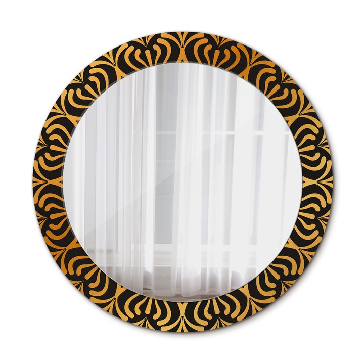 Fali tükör, Wallfluent, Mandala, Kerek, Fekete, Ø70 cm, 010090550100300072609